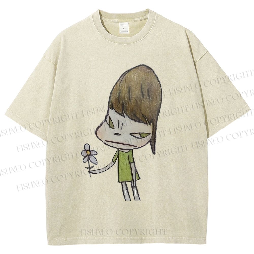 Unisex Yoshitomo Nara Printed Washed Tee