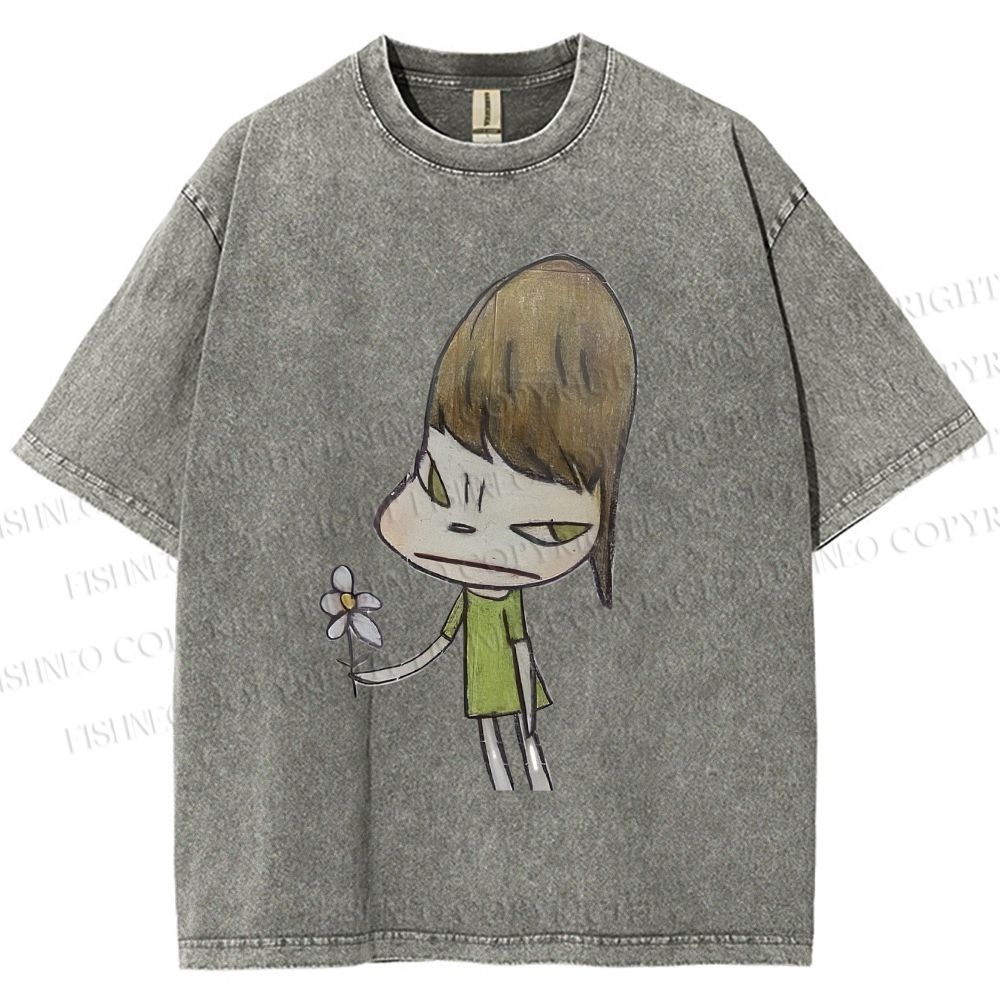 Unisex Yoshitomo Nara Printed Washed Tee