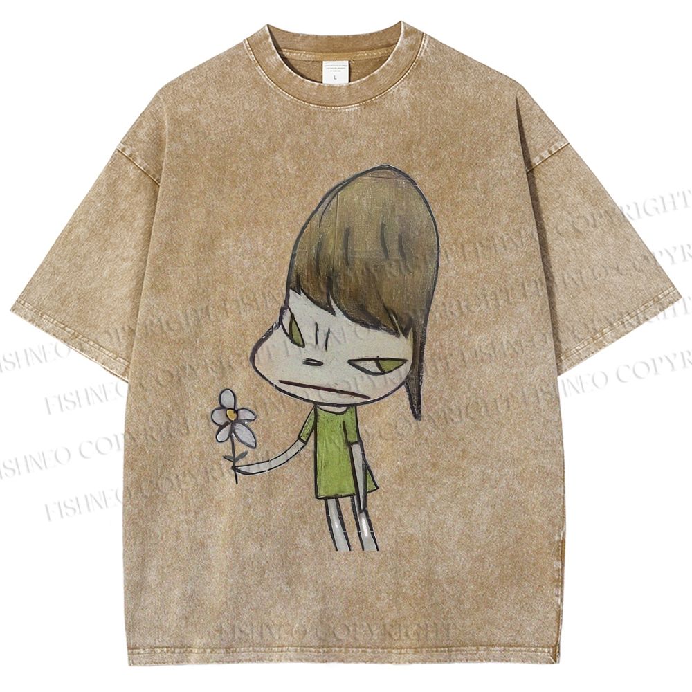 Unisex Yoshitomo Nara Printed Washed Tee