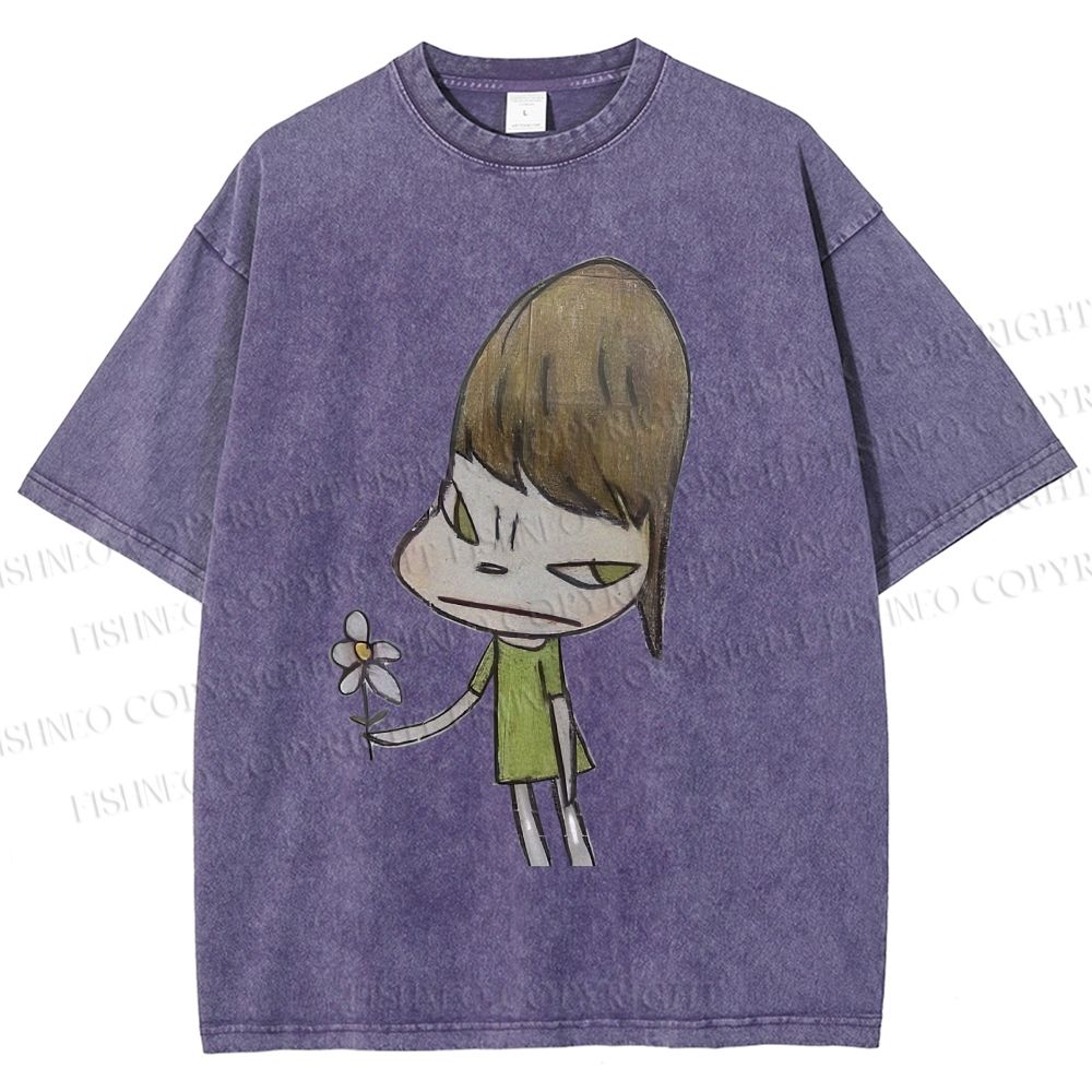 Unisex Yoshitomo Nara Printed Washed Tee
