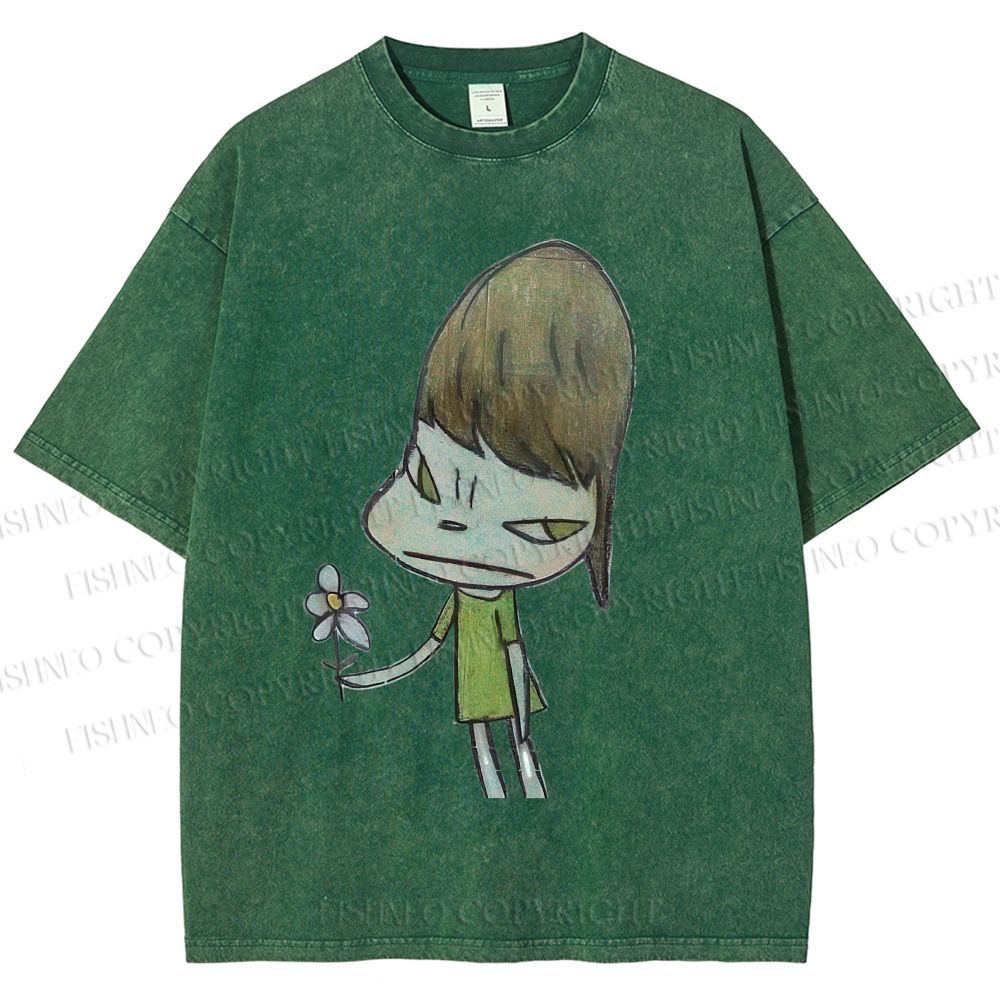 Unisex Yoshitomo Nara Printed Washed Tee