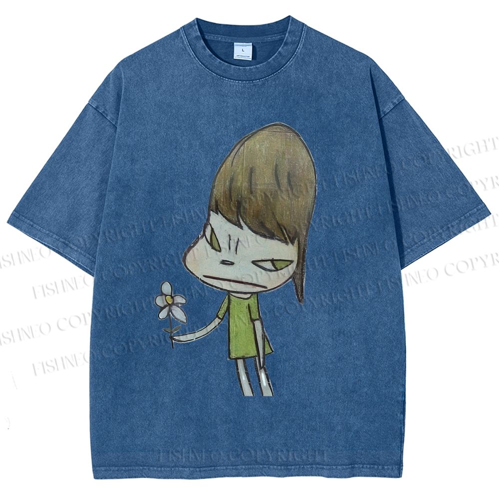 Unisex Yoshitomo Nara Printed Washed Tee