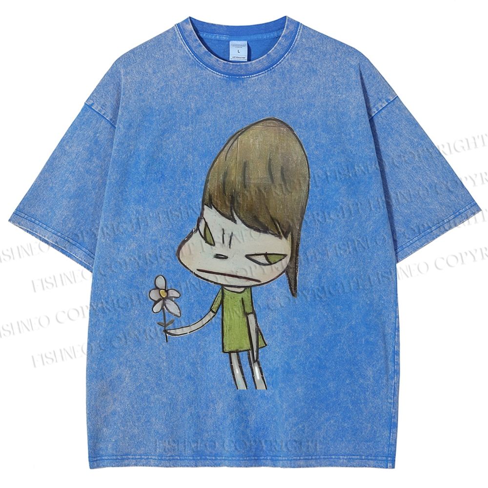 Unisex Yoshitomo Nara Printed Washed Tee
