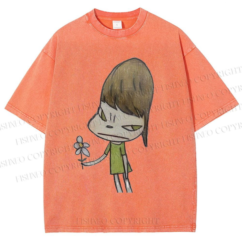 Unisex Yoshitomo Nara Printed Washed Tee
