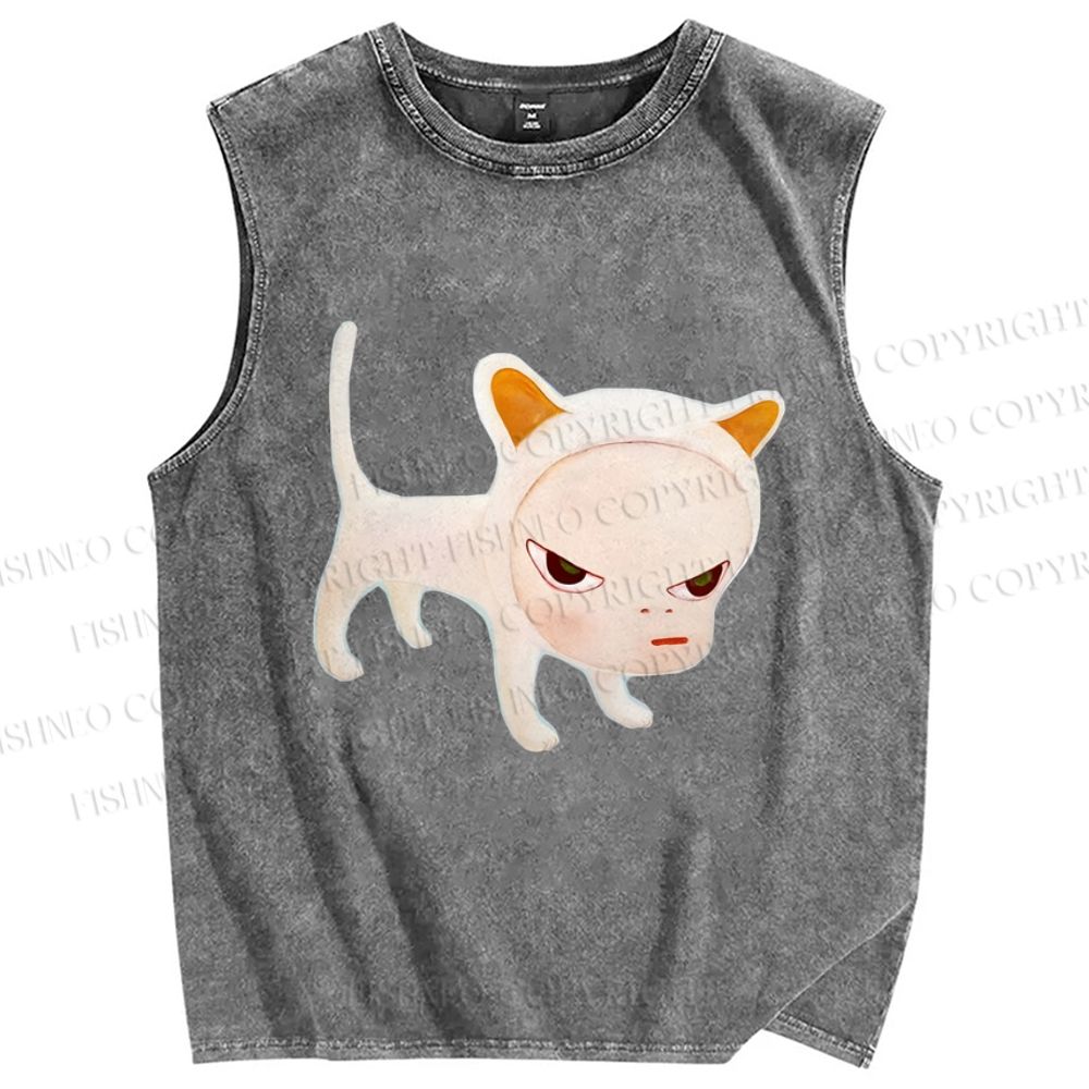 Unisex Yoshitomo Nara Printed Washed Tank Top