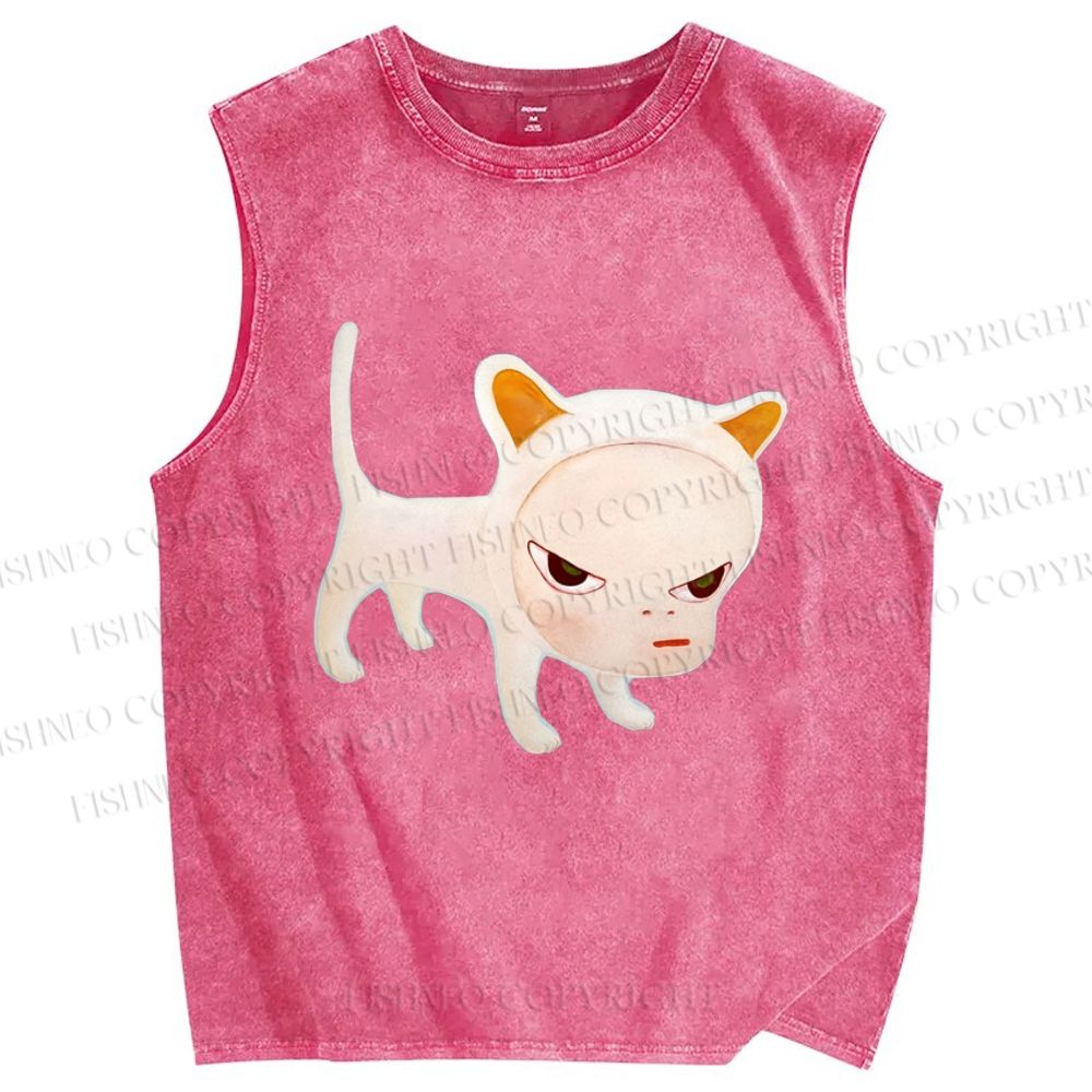 Unisex Yoshitomo Nara Printed Washed Tank Top