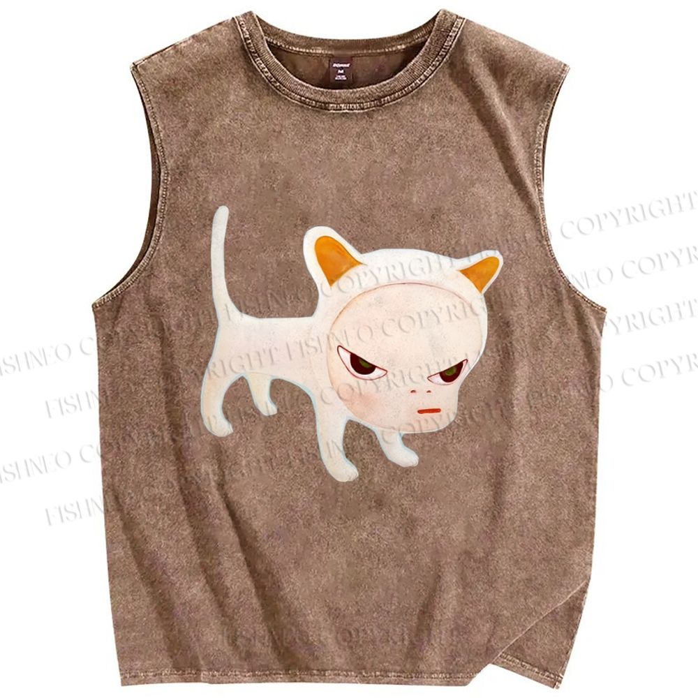 Unisex Yoshitomo Nara Printed Washed Tank Top