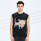 Unisex Yoshitomo Nara Printed Washed Tank Top