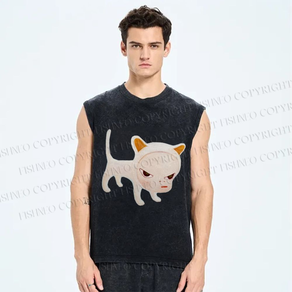 Unisex Yoshitomo Nara Printed Washed Tank Top