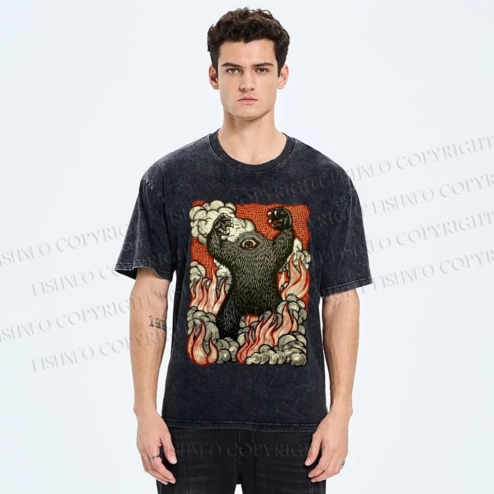 Unisex Monster Printed Washed Tee