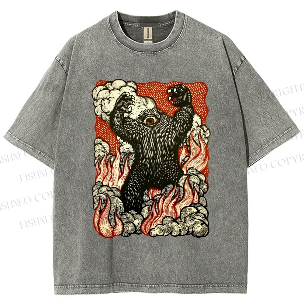 Unisex Monster Printed Washed Tee