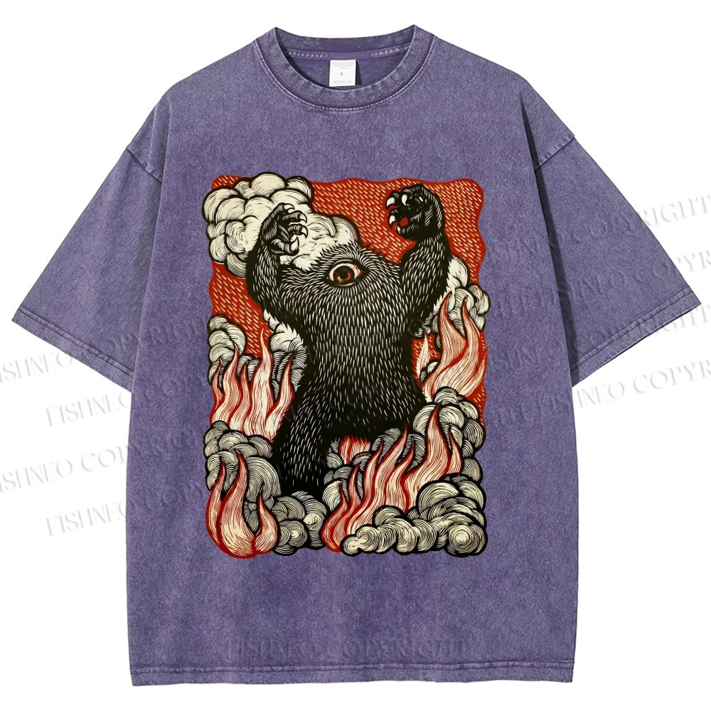 Unisex Monster Printed Washed Tee