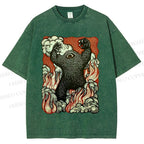 Unisex Monster Printed Washed Tee