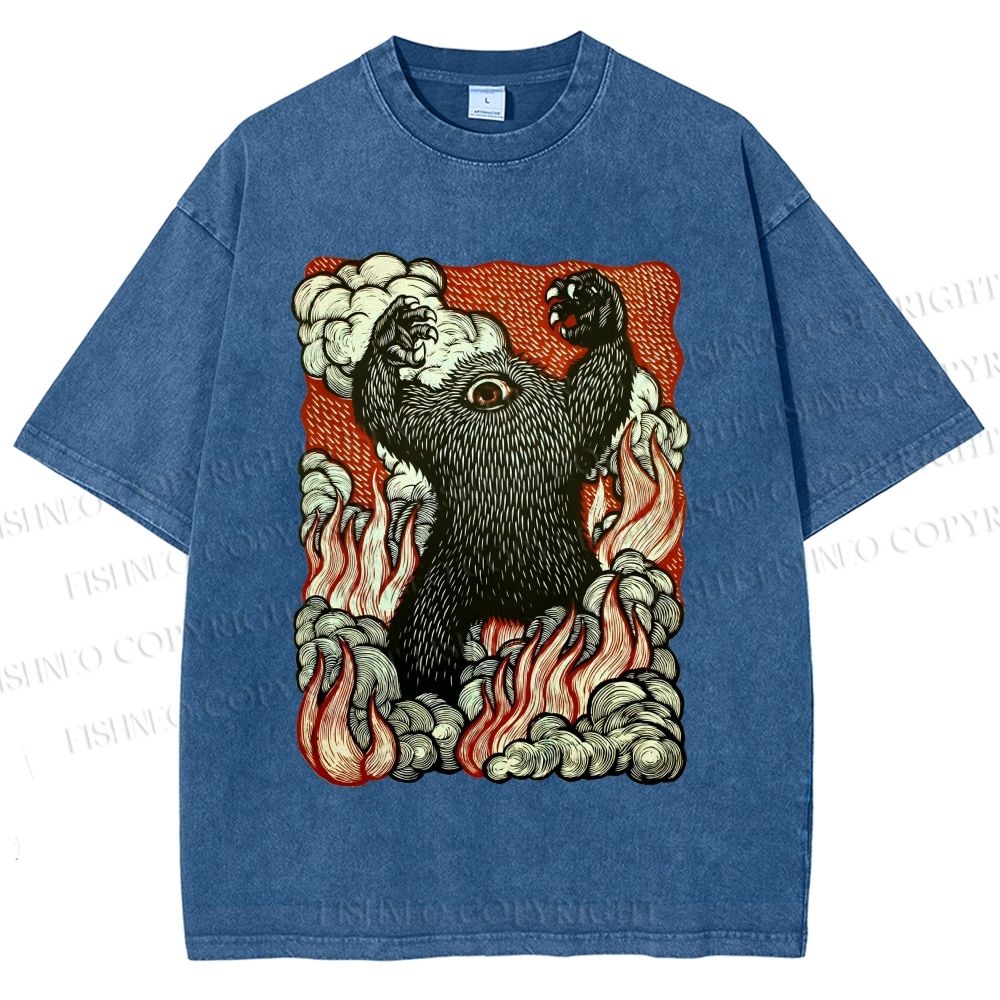 Unisex Monster Printed Washed Tee