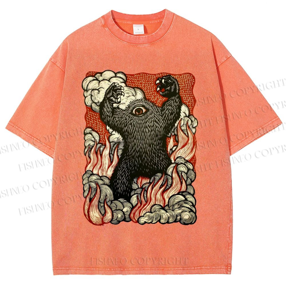 Unisex Monster Printed Washed Tee