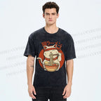 Unisex Ramen Cat Printed Washed Tee
