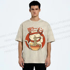 Unisex Ramen Cat Printed Washed Tee