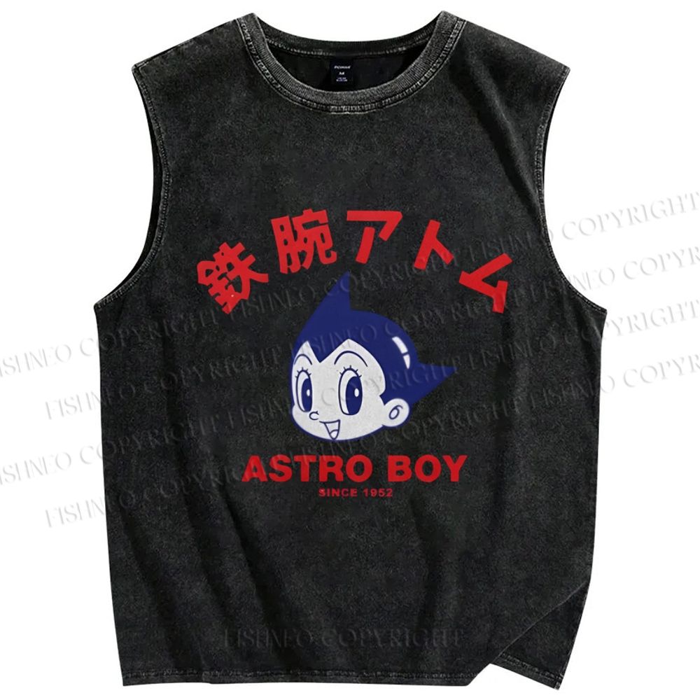 Unisex Astro Boy Printed Washed Tank Top