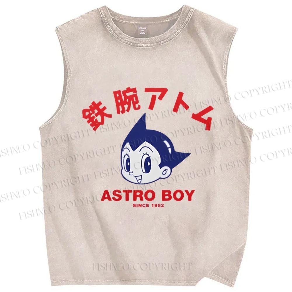 Unisex Astro Boy Printed Washed Tank Top