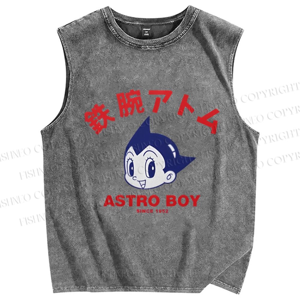Unisex Astro Boy Printed Washed Tank Top