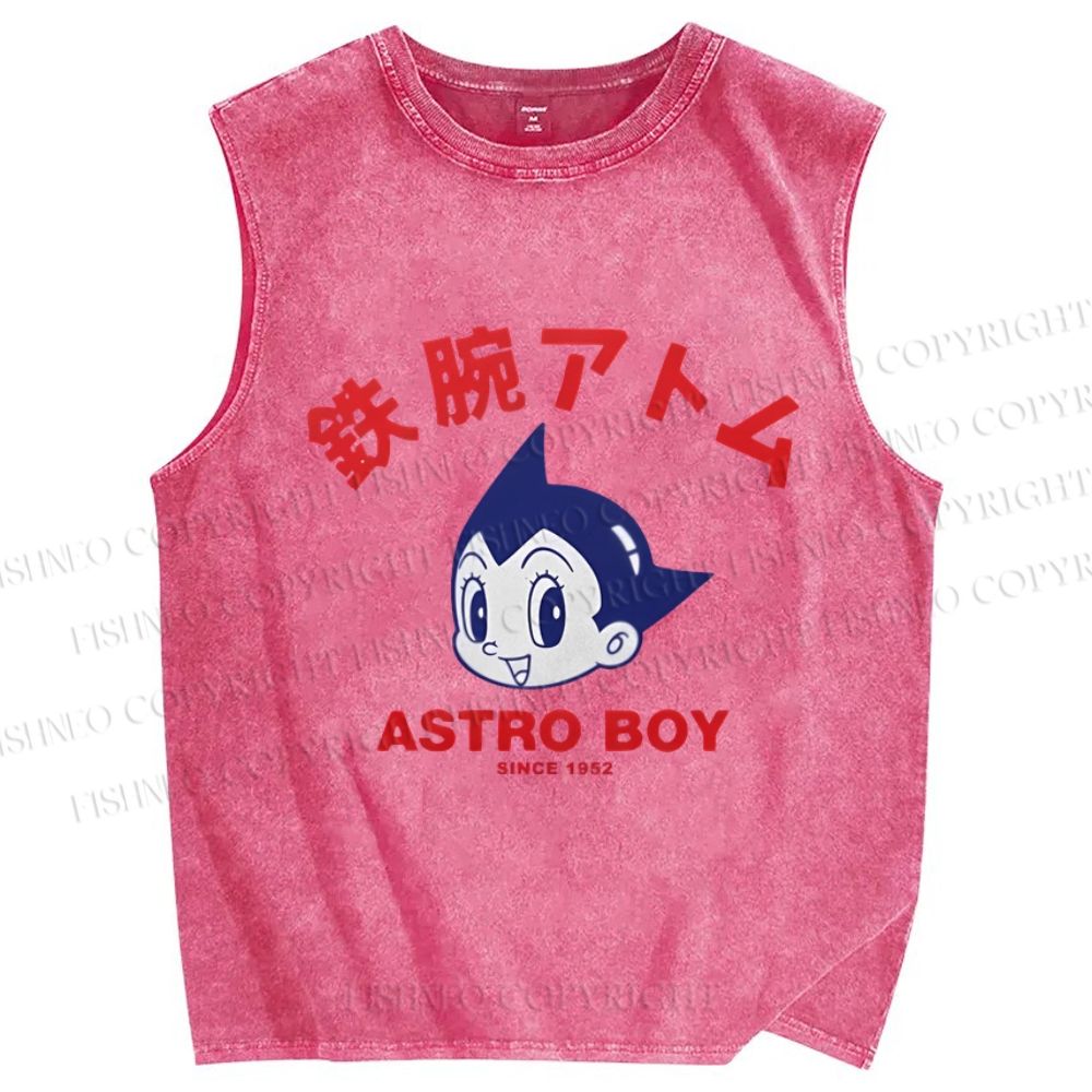 Unisex Astro Boy Printed Washed Tank Top