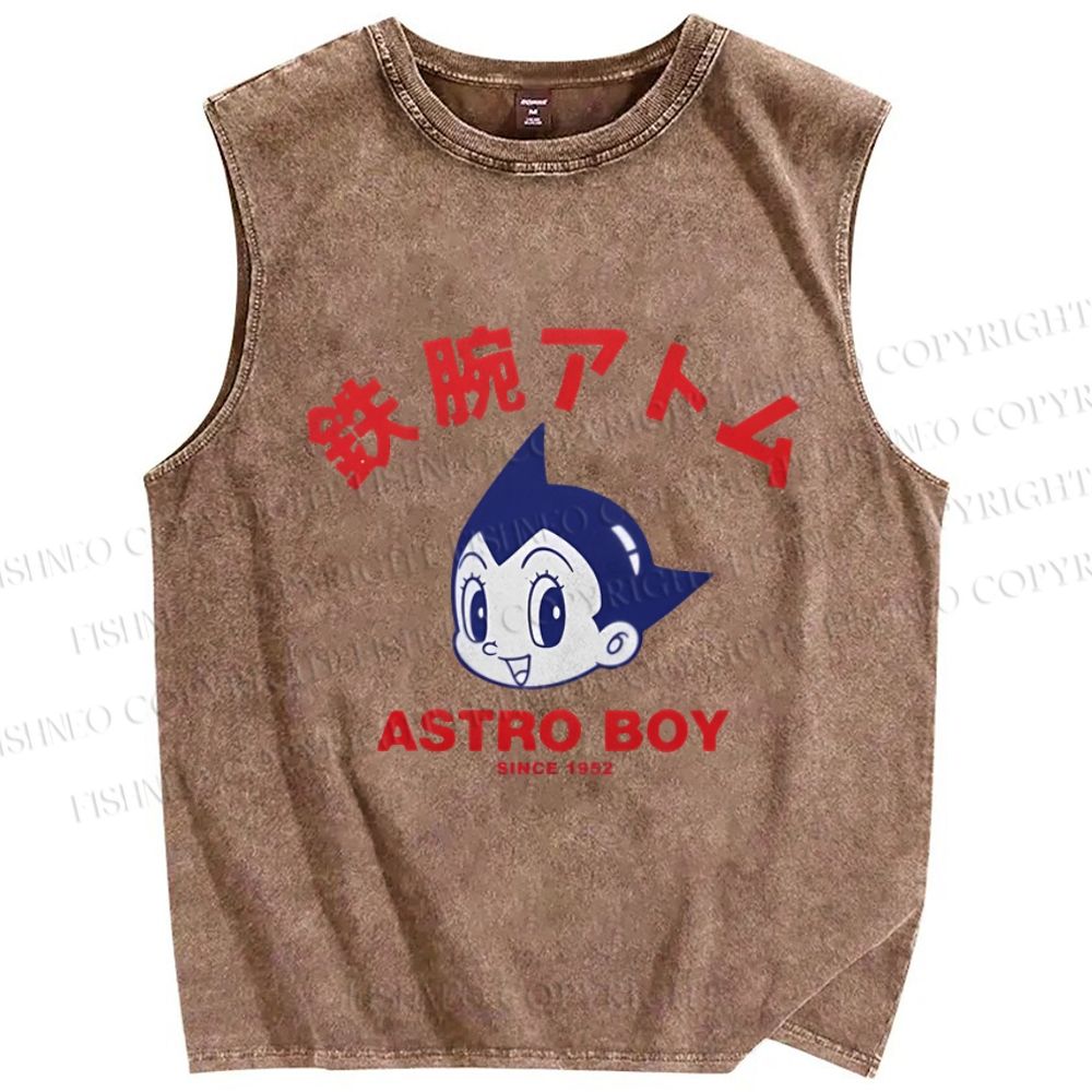 Unisex Astro Boy Printed Washed Tank Top