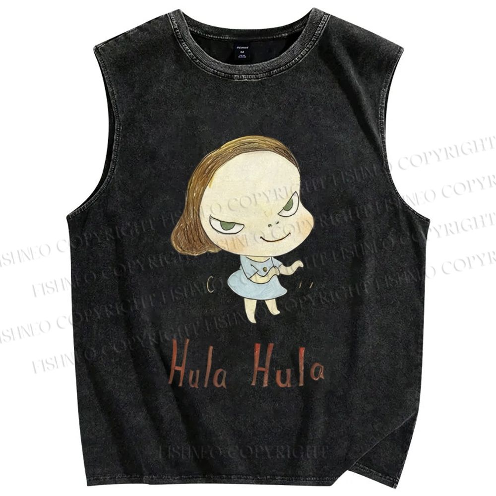 Unisex Yoshitomo Nara Printed Washed Tank Top