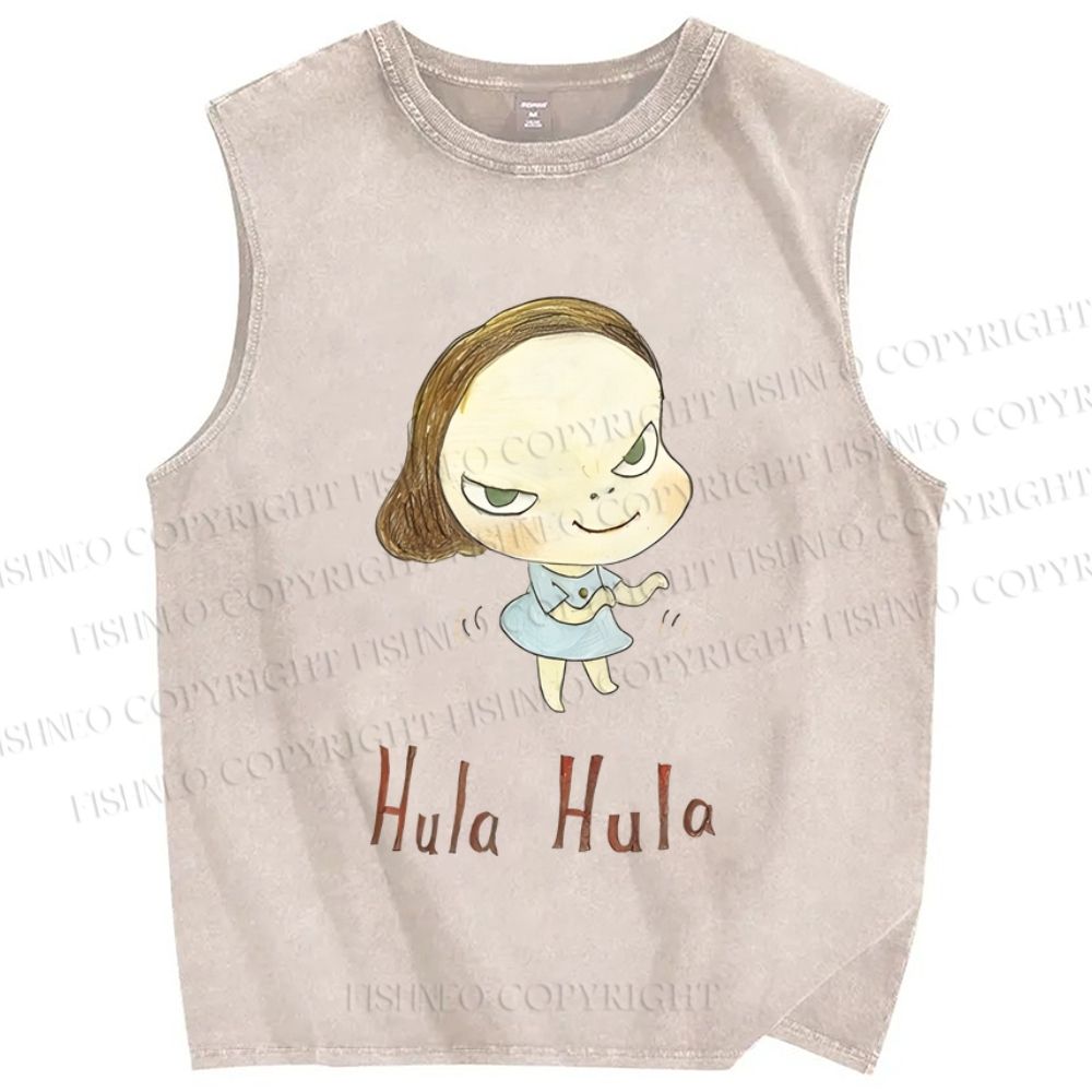 Unisex Yoshitomo Nara Printed Washed Tank Top