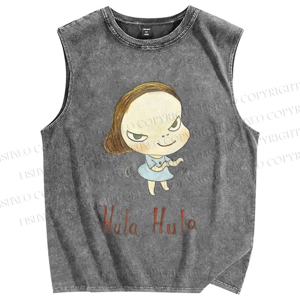 Unisex Yoshitomo Nara Printed Washed Tank Top