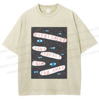 Unisex Artistic Abstract Eyes Printed Washed Tee