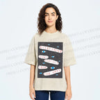 Unisex Artistic Abstract Eyes Printed Washed Tee
