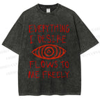 Unisex Artistic Abstract Eyes Printed Washed Tee