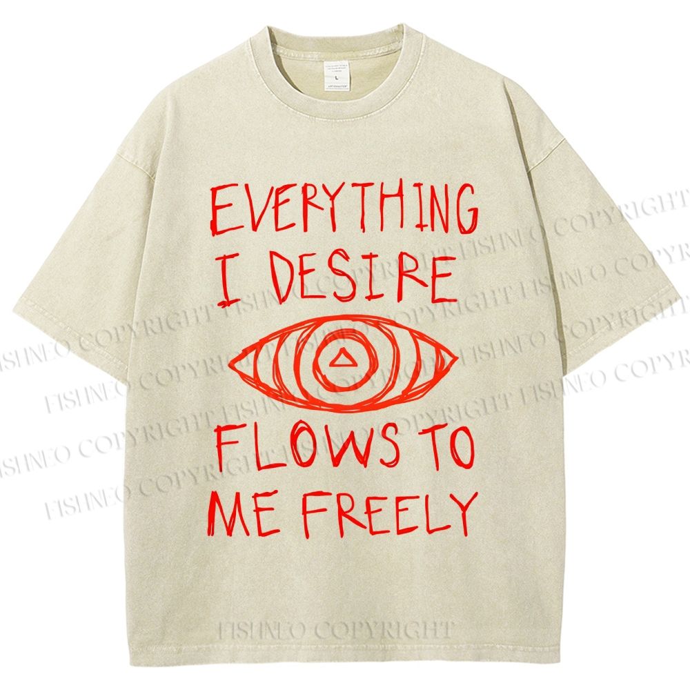 Unisex Artistic Abstract Eyes Printed Washed Tee