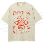 Unisex Artistic Abstract Eyes Printed Washed Tee
