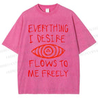 Unisex Artistic Abstract Eyes Printed Washed Tee