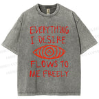 Unisex Artistic Abstract Eyes Printed Washed Tee