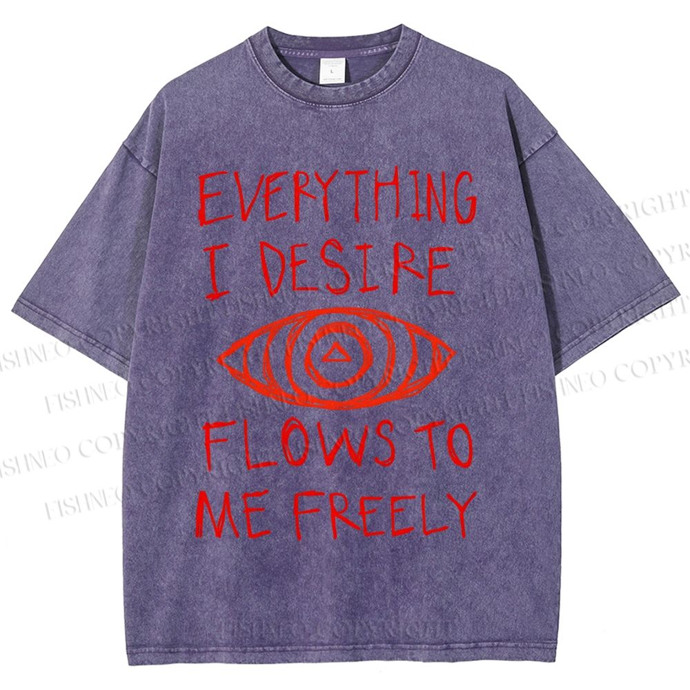 Unisex Artistic Abstract Eyes Printed Washed Tee