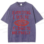 Unisex Artistic Abstract Eyes Printed Washed Tee