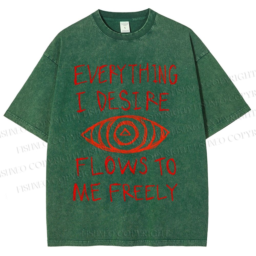 Unisex Artistic Abstract Eyes Printed Washed Tee