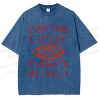 Unisex Artistic Abstract Eyes Printed Washed Tee