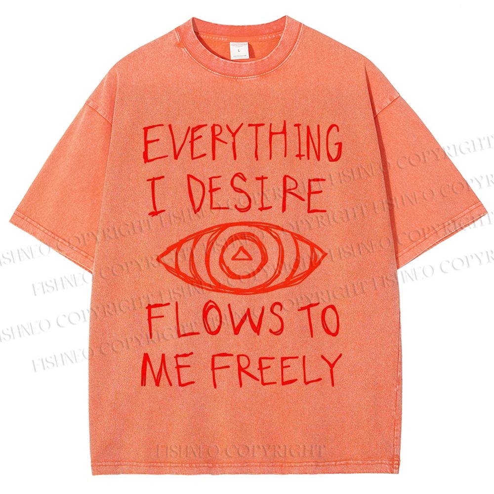 Unisex Artistic Abstract Eyes Printed Washed Tee