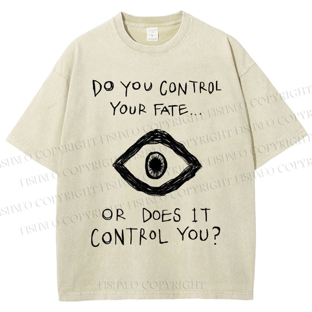 Unisex Artistic Abstract Eyes Printed Washed Tee