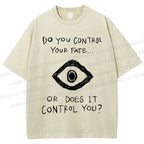 Unisex Artistic Abstract Eyes Printed Washed Tee