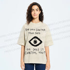 Unisex Artistic Abstract Eyes Printed Washed Tee