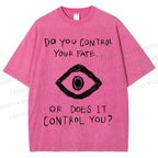 Unisex Artistic Abstract Eyes Printed Washed Tee