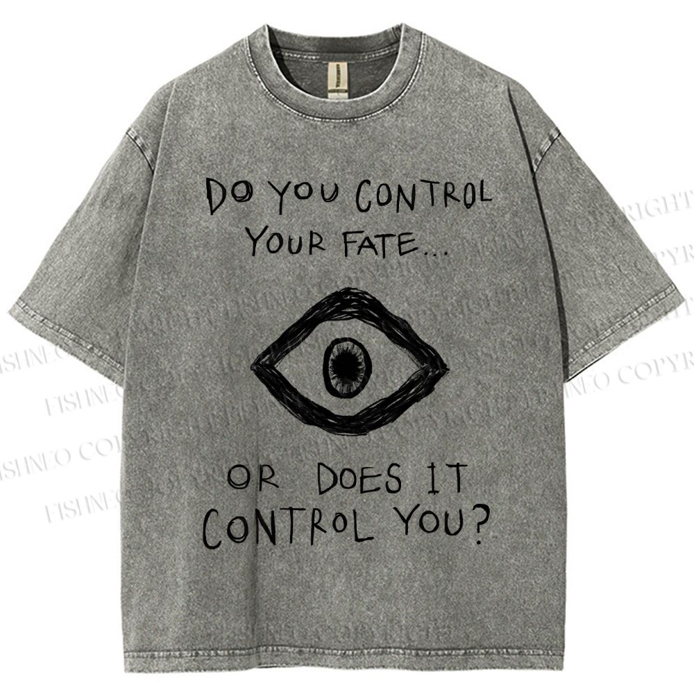 Unisex Artistic Abstract Eyes Printed Washed Tee