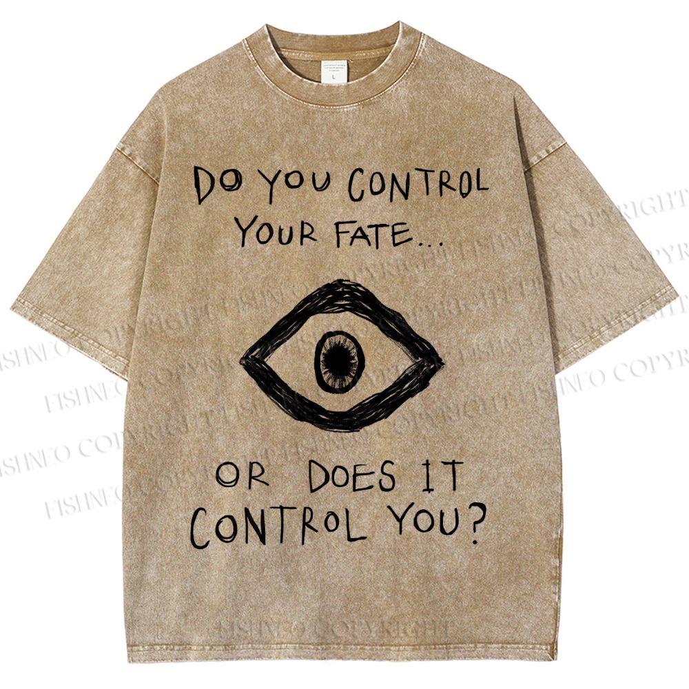Unisex Artistic Abstract Eyes Printed Washed Tee
