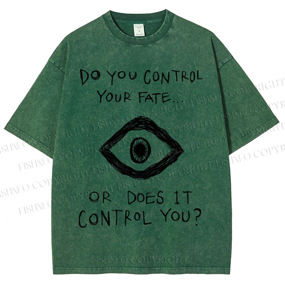 Unisex Artistic Abstract Eyes Printed Washed Tee
