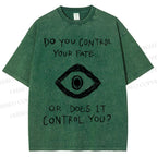 Unisex Artistic Abstract Eyes Printed Washed Tee