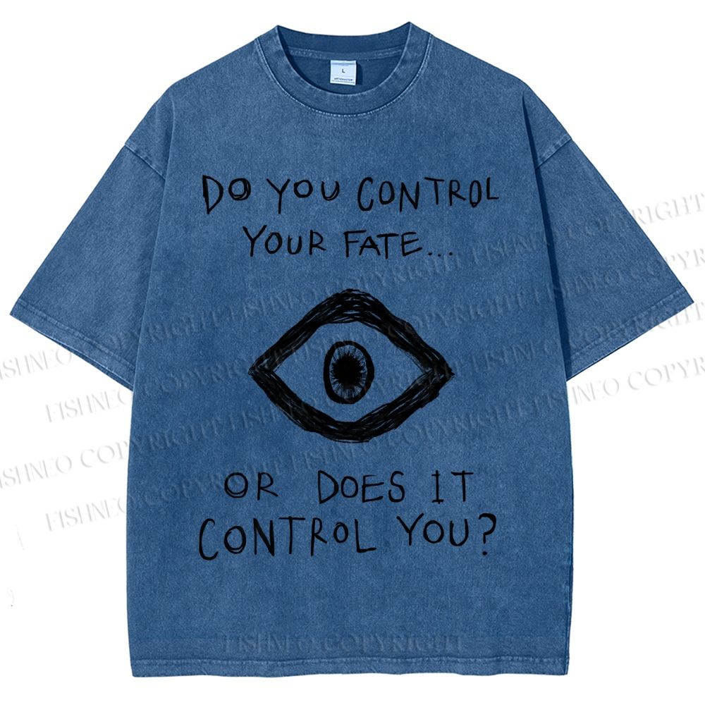 Unisex Artistic Abstract Eyes Printed Washed Tee